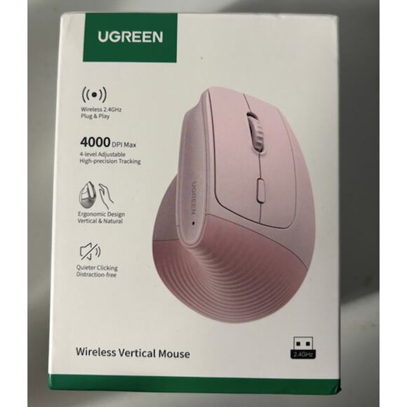 Brand New Pink Ugreen Brand Wireless Vertical Mouse - Picture 1 of 1